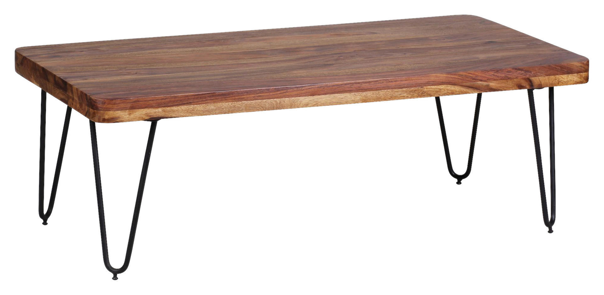 Wohnling Couchtisch natur schwarz Echtholz Metall B/H/T: ca. 115x40x60 cm Couchtisch - natur/schwarz (115,00/40,00/60,00cm) - Wohnling