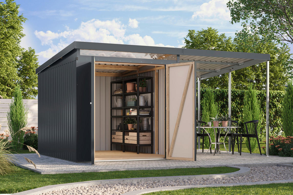 Karibu Gartenhaus IIndra 2,5 anthrazit B/H/T: ca. 206x213x289 cm IIndra 2,5 - anthrazit (206,00/213,00/289,00cm) - Karibu