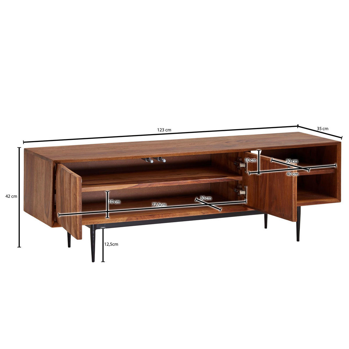 Lowboard rosenholz Nachbildung B/H/T: ca. 123x42x35 cm Lowboard - rosenholz (123,00/42,00/35,00cm) - Wohnling