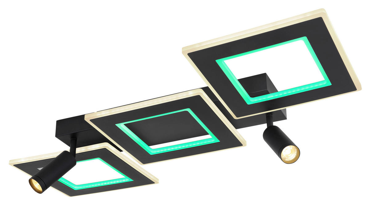 GLOBO Deckenleuchte schwarz Opal Metall Acryl B/H/L: ca. 56x11,5x82 cm 2 Brennstellen Marian - schwarz/Opal (82,00/56,00/11,50cm) - GLOBO