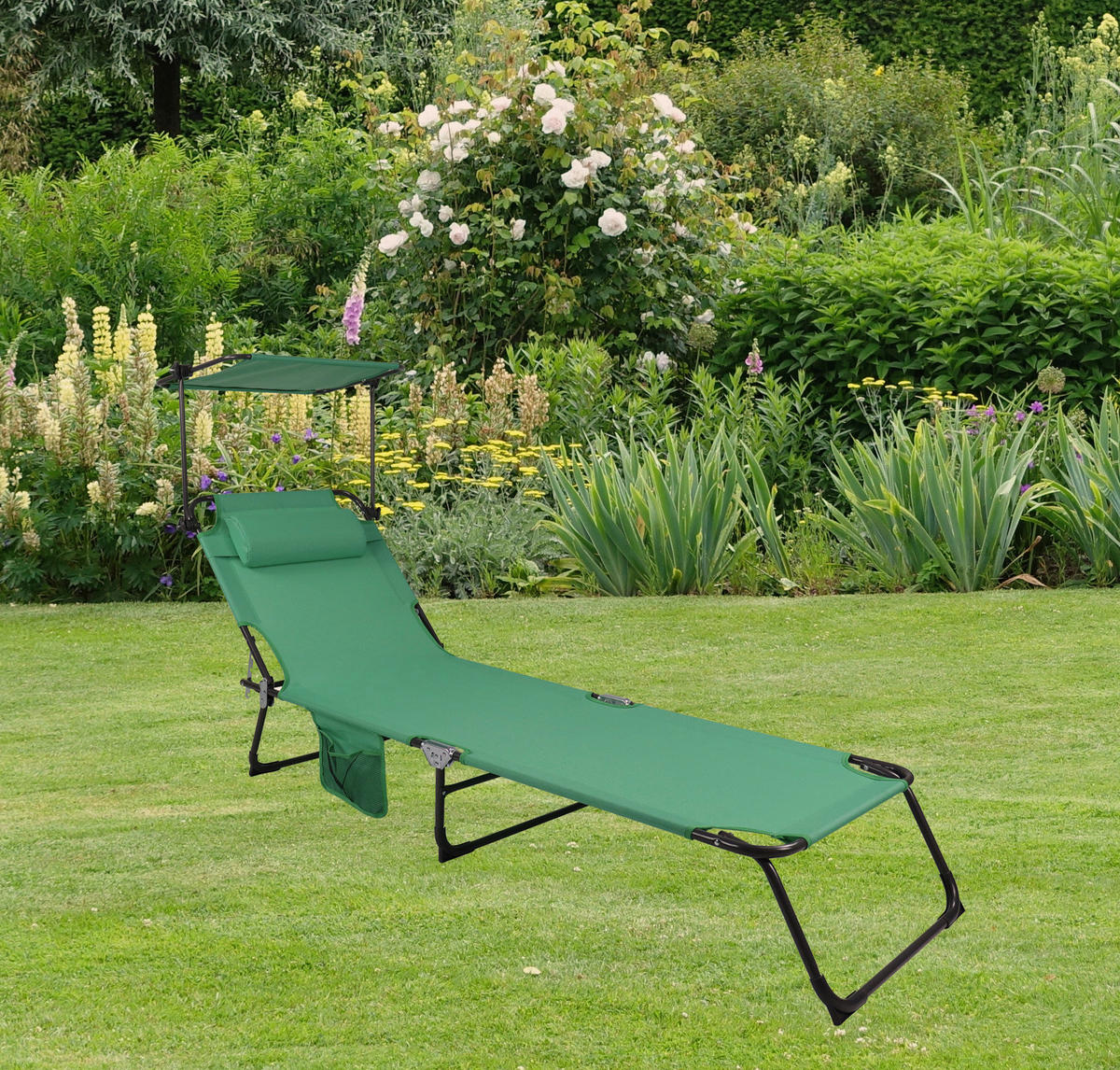 VCM Sonnenliege Bindox grün Stahl B/H/L: ca. 55x24x185 cm Bindox - grün (185,00/55,00/24,00cm) - VCM