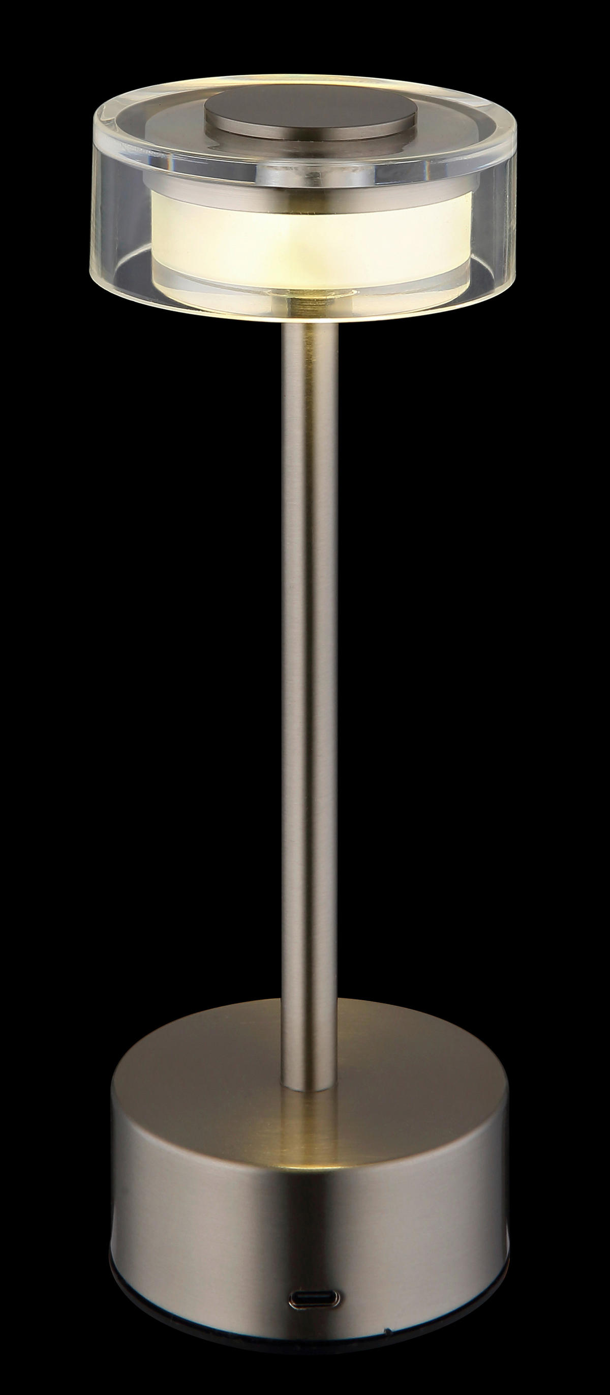 GLOBO LED-Tischleuchte SHIRA 21026N Rauch nickel klar Kunststoff Metall H/D: ca. 23,5x8 cm 1 Brennstellen SHIRA - klar/nickel (8,00/23,50cm) - GLOBO