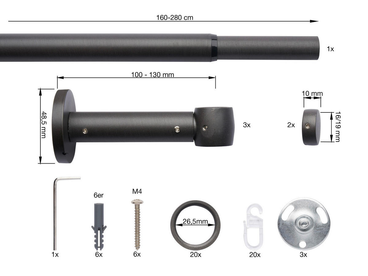 Stilgarnituren cap-noble Eisen Metall ausziehbar von ca. 160 bis 280 cm 1.0 Läufe cap-noble - Eisen - ondeco