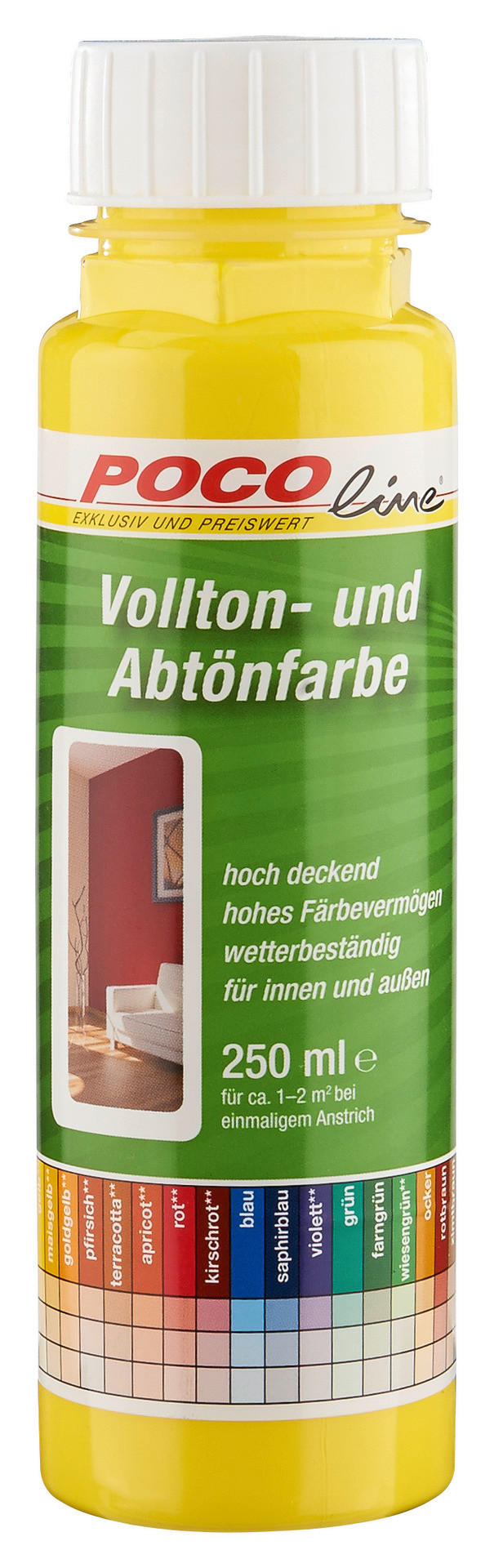 POCOline Vollton- und Abtönfarbe gelb ca. 0,25 l Voll+Abtönfarbe 250ml gelb - gelb (250ml) - POCOline
