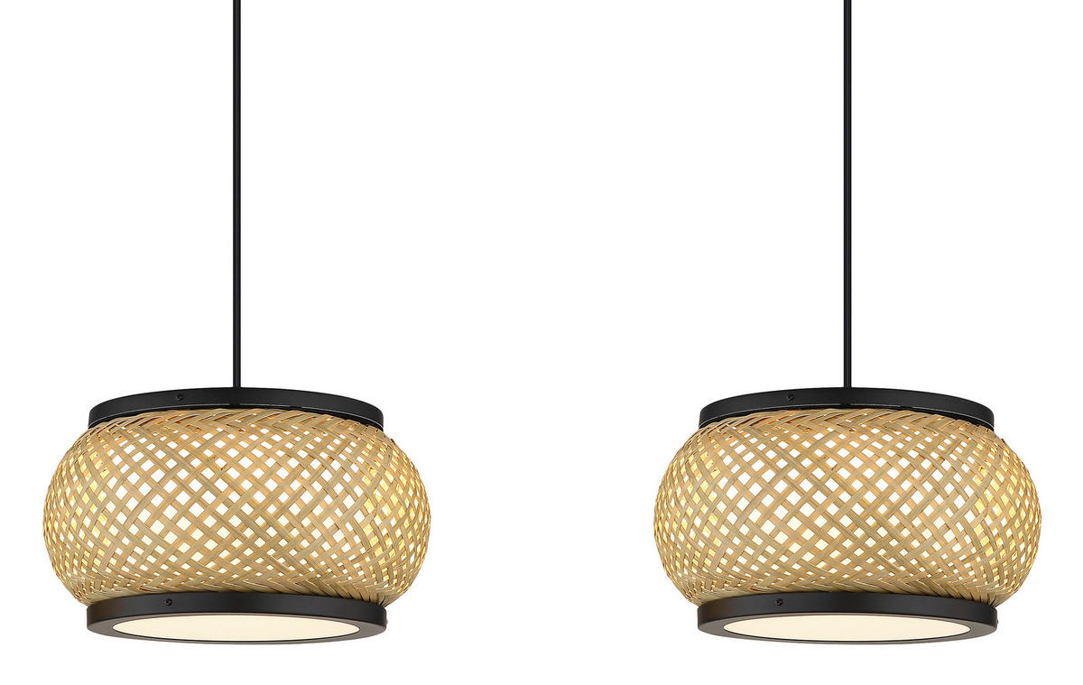 GLOBO Pendelleuchte natur mattschwarz Metall Bambus B/H/L: ca. 22x120x92 cm 1.0 Brennstellen BAMBORA - natur/mattschwarz (92,00/22,00/120,00cm) - GLOBO