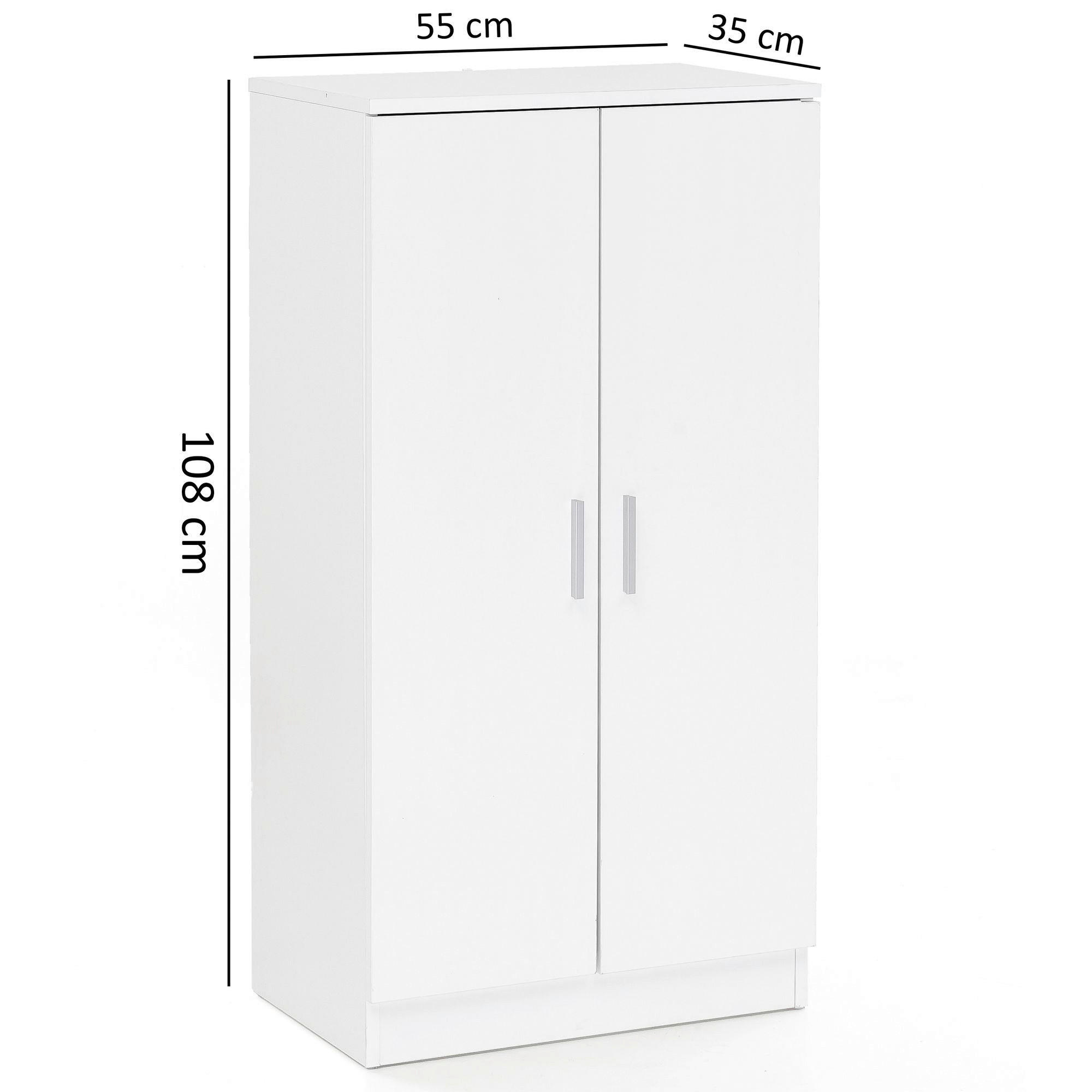 Schuhschrank weiß B/H/T: ca. 55x108x35 cm Schuhschrank - weiß (55,00/108,00/35,00cm) - Wohnling