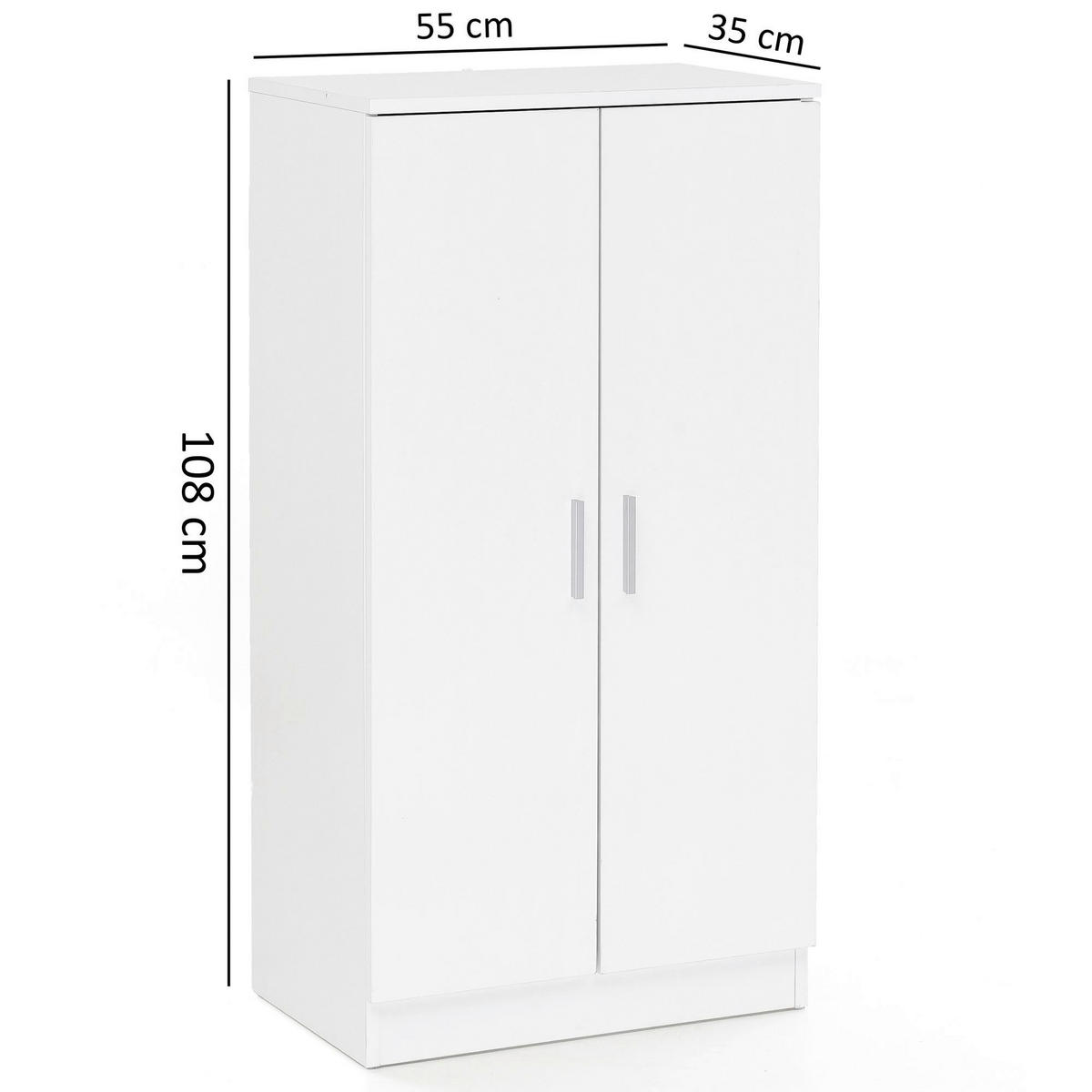 Schuhschrank weiß B/H/T: ca. 55x108x35 cm Schuhschrank - weiß (55,00/108,00/35,00cm) - Wohnling