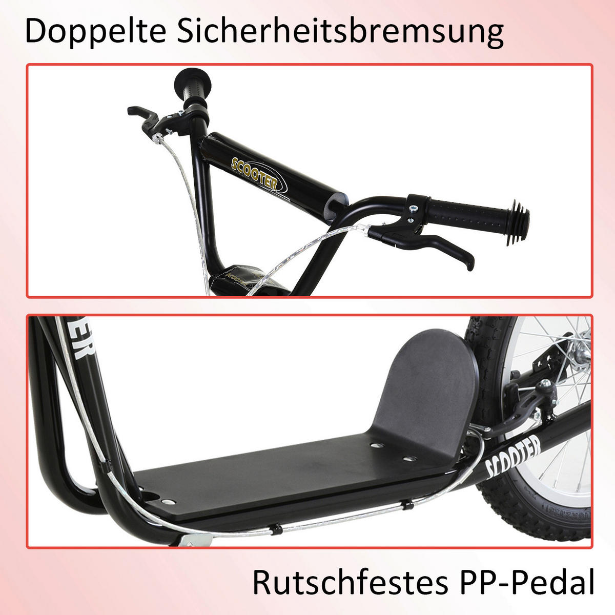 schwarz Kinderscooter 371-021BK - schwarz (139,00/58,00/96,00cm) - HOMCOM