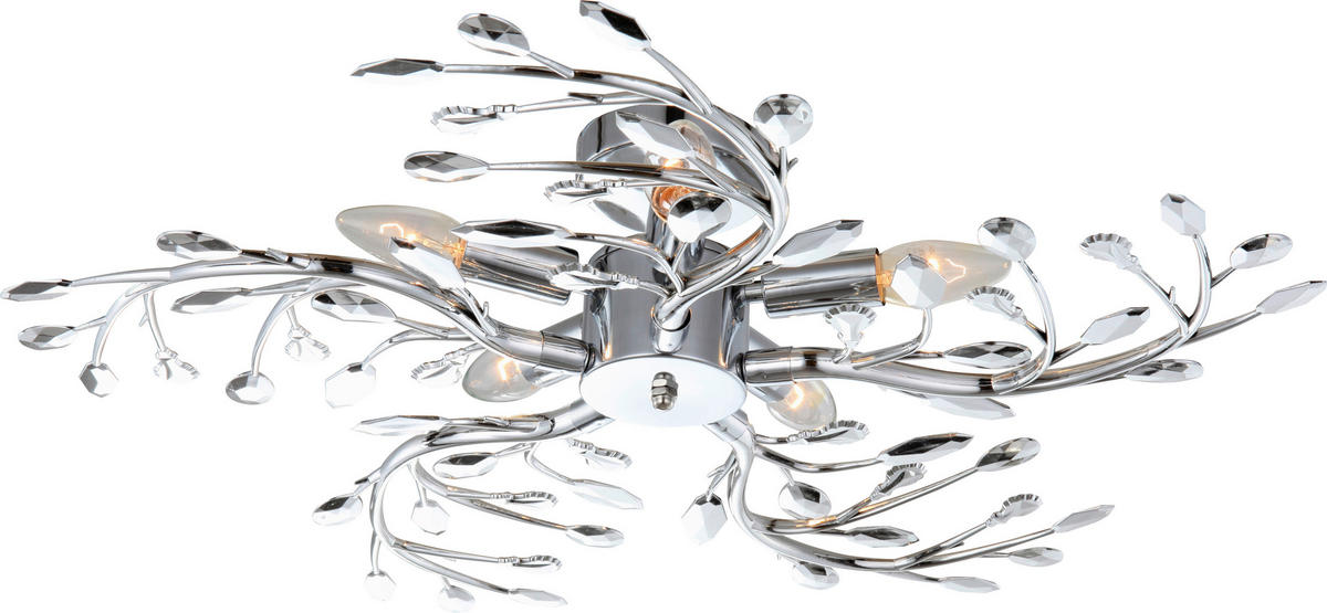 GLOBO Deckenleuchte Chrom Metall H/D: ca. 16x65 cm E14 5 Brennstellen FLASH - Chrom (65,00/16,00cm) - GLOBO