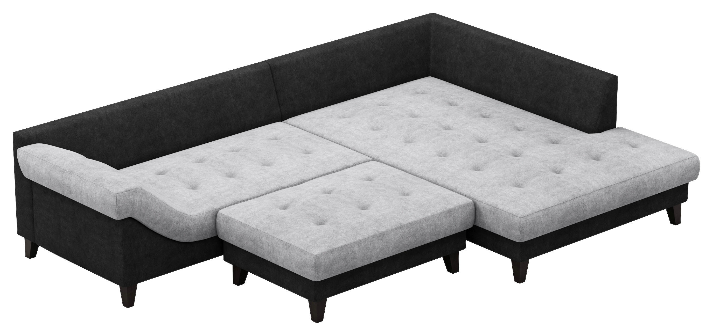 Polsterecke Ginger grau schwarz B/H/T: ca. 306x92x202 cm Ginger - schwarz/grau (306,00/92,00/202,00cm)