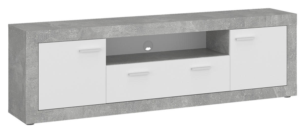 TV-Lowboard Focus Beton Optik weiß glänzend B/H/T: ca. 173,8x54x39 cm Focus - Beton/weiß (173,80/54,00/39,00cm)
