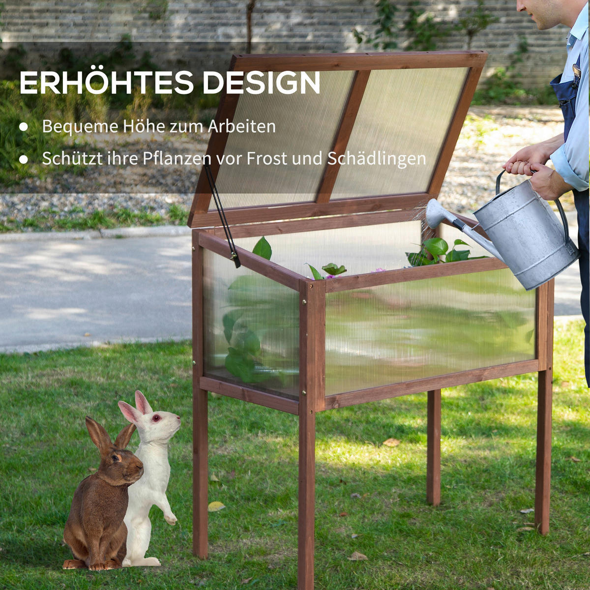 Outsunny Holzgewächshaus B/H/L: ca. 50x93x90 cm Holzgewächshaus - braun (90,00/50,00/93,00cm) - Outsunny