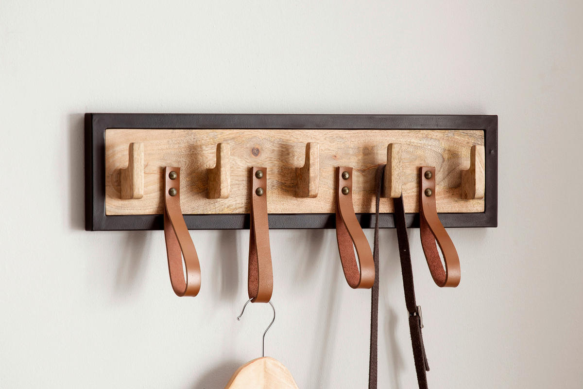 Wandgarderobe braun B/H/T: ca. 60x15x6 cm Wandgarderobe - braun (60,00/15,00/6,00cm) - Wohnling