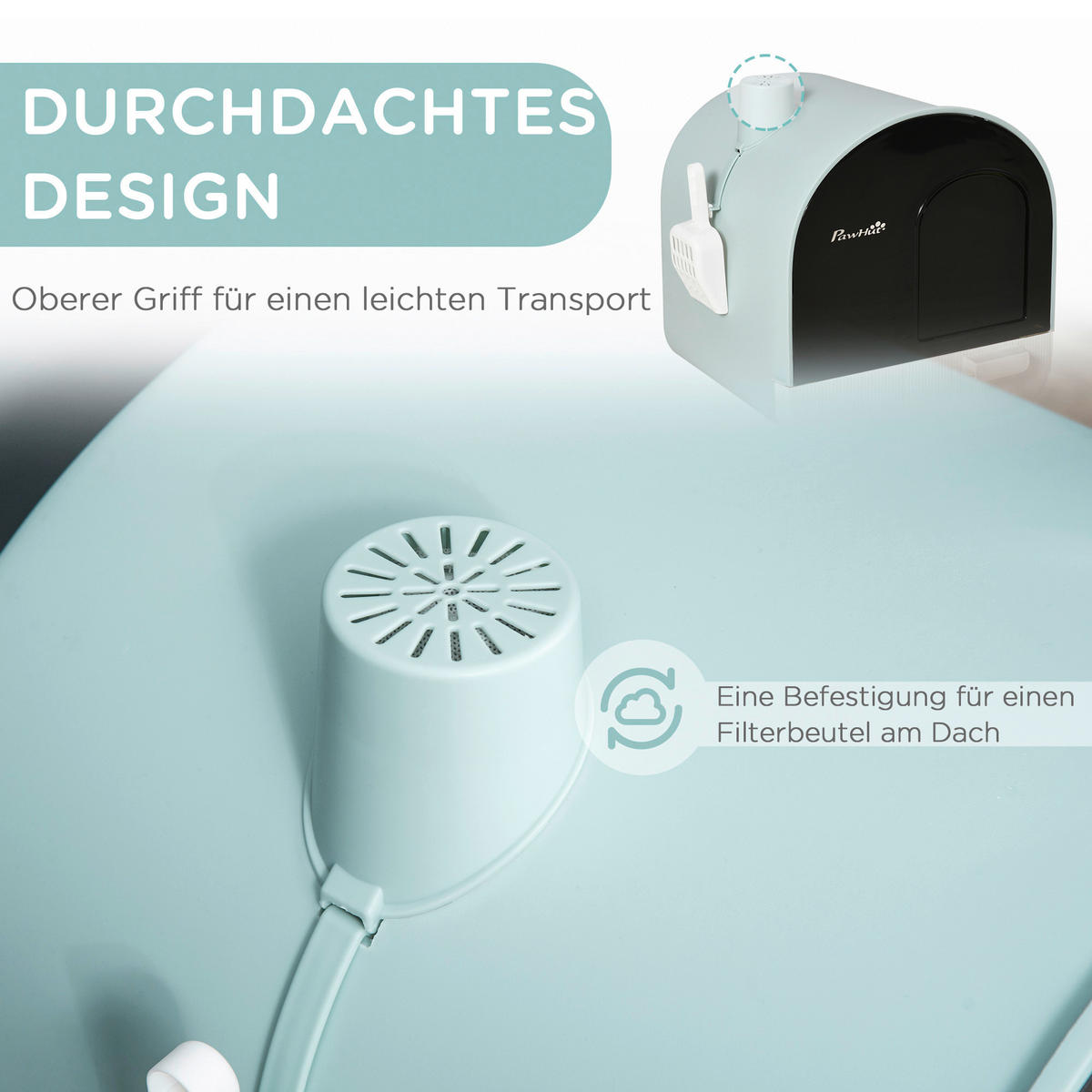 PawHut Katzentoilette grün Kunststoff B/H/L: ca. 44x47x43 cm Katzentoilette - grün (43,00/44,00/47,00cm) - PawHut