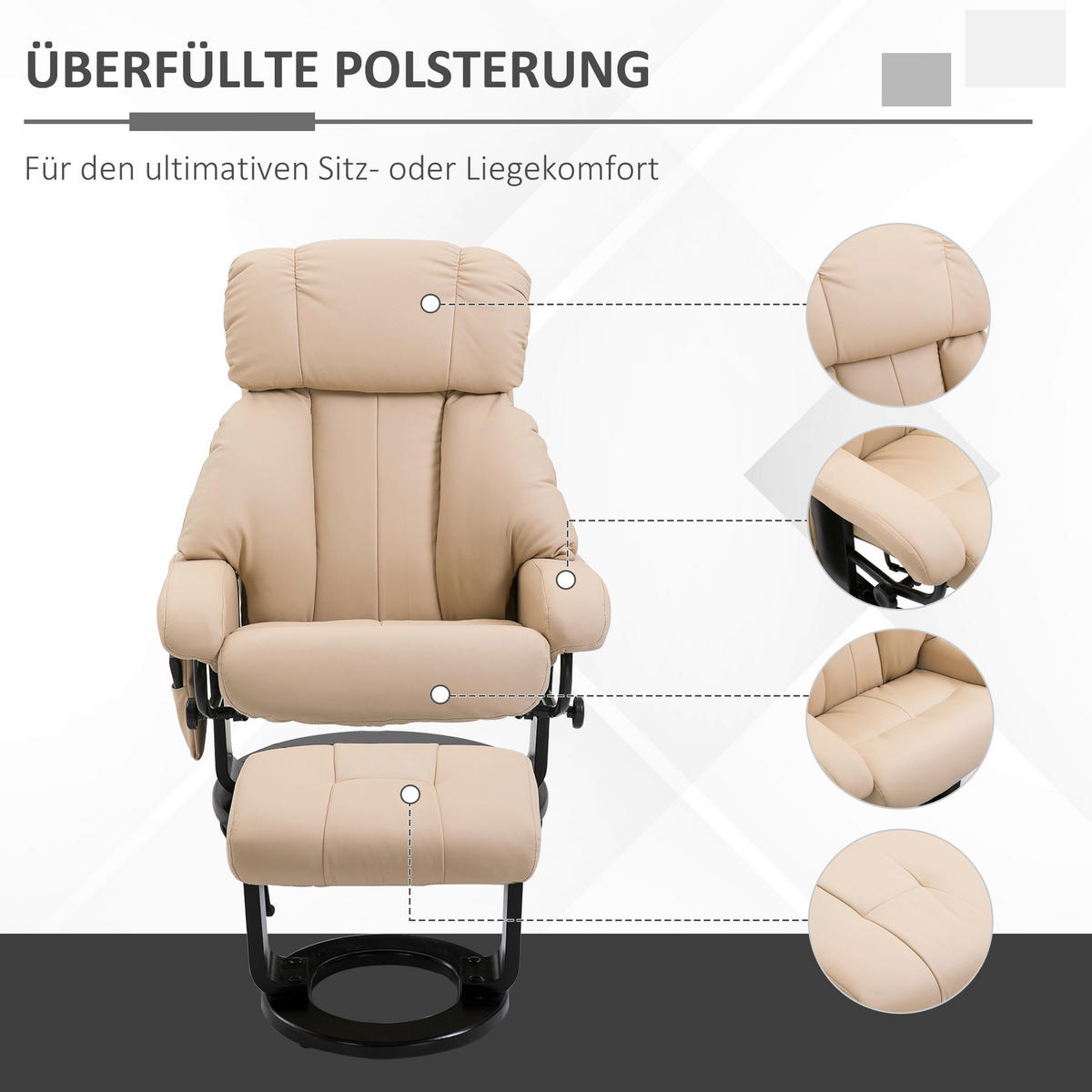 HOMCOM Relaxsessel 700-008V02CW B/H: ca. 80x102 cm 700-008V02CW - (80,00/102,00cm) - HOMCOM