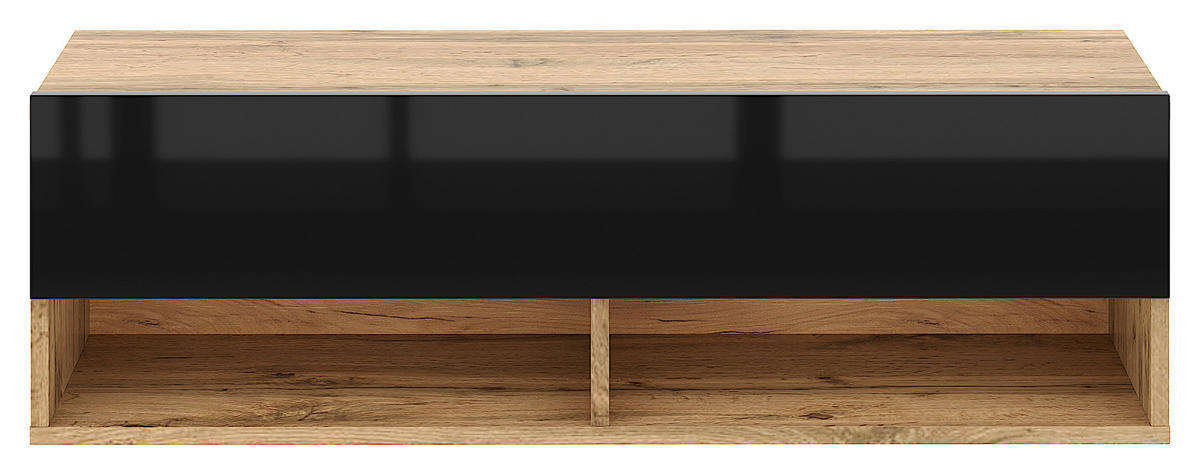 TV-Lowboard TV LOWBOARD DERBY 100 Eiche Wotan Nachbildung schwarz glänzend B/H/T: ca. 100x32,5x31,5 cm TV LOWBOARD DERBY 100 - Eiche/schwarz (100,00/32,50/31,50cm) - WIPMEB