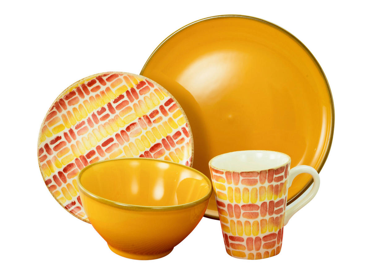 CreaTable Kombiservice MARBELLA orange Steingut 16 tlg. MARBELLA - orange - CreaTable