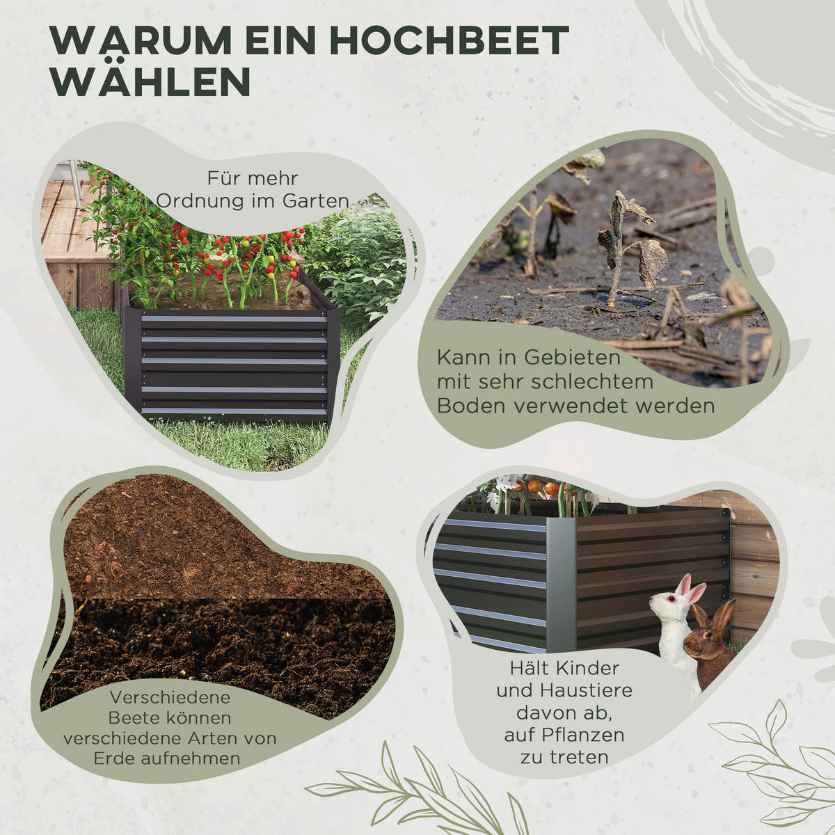 Outsunny Hochbeet dunkelgrau Stahl B/H/L: ca. 90x59x180 cm Hochbeet - dunkelgrau (180,00/90,00/59,00cm) - Outsunny