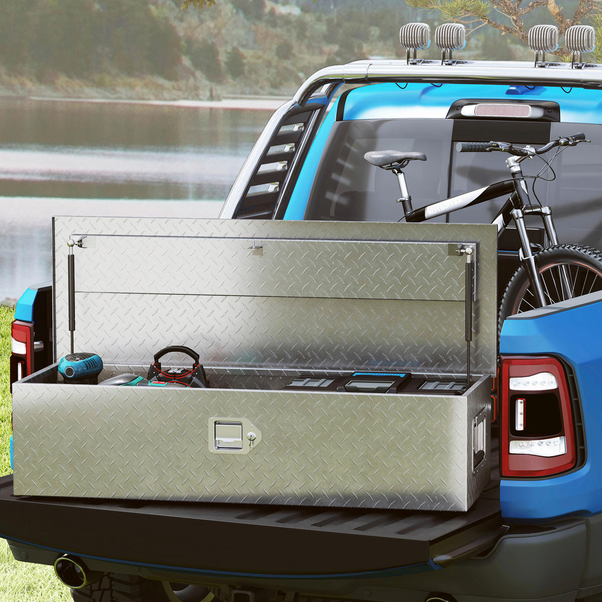 HOMCOM Gerätekasten B/H/L: ca. 33x25,5x99 cm Gerätekasten - silber (99,00/33,00/25,50cm) - HOMCOM