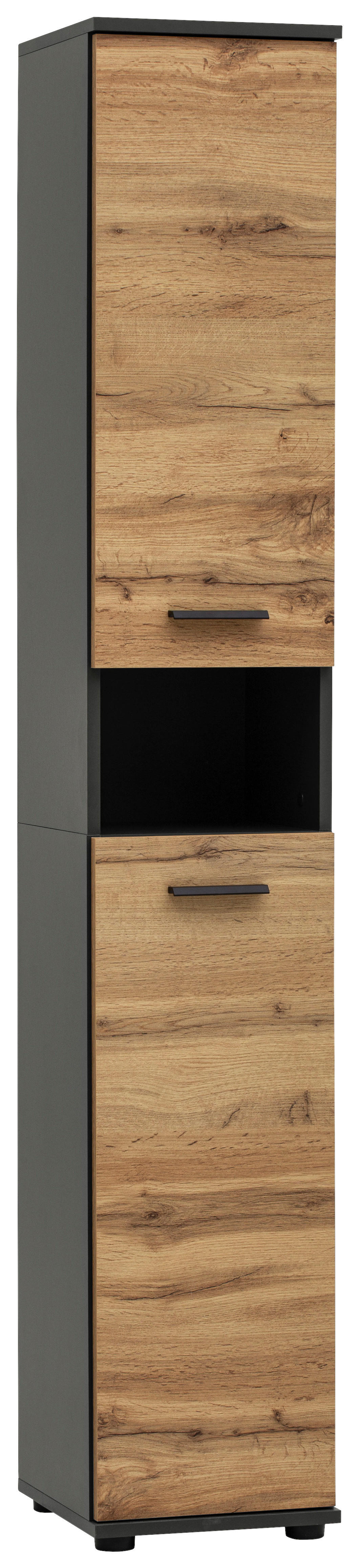 Badhochschrank Lanos Eiche Nachbildung anthrazit B/H/T: ca. 30x178,4x32,6 cm Lanos - Eiche/anthrazit (30,00/178,40/32,60cm)