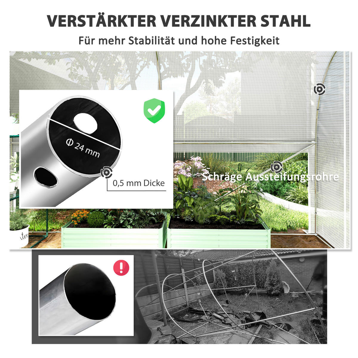 Outsunny Gewächshaus B/H/L: ca. 200x200x300 cm Gewächshaus - weiß (300,00/200,00/200,00cm) - Outsunny