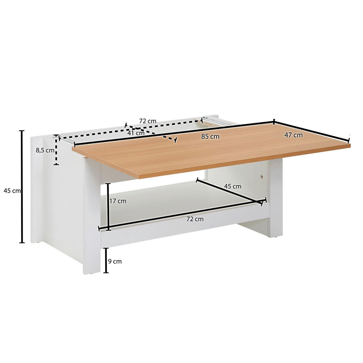Couchtisch weiß B/H/T: ca. 47x45x85 cm Couchtisch - weiß (47,00/45,00/85,00cm) - Wohnling