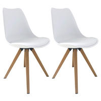Stuhl KIRA  2er-Set weiß weiß Eiche Kunststoff Kunstleder Metall B/H/T: ca. 48x86x55,5 cm KIRA  2er-Set - Eiche/weiß (48,00/86,00/55,50cm) - byLIVING