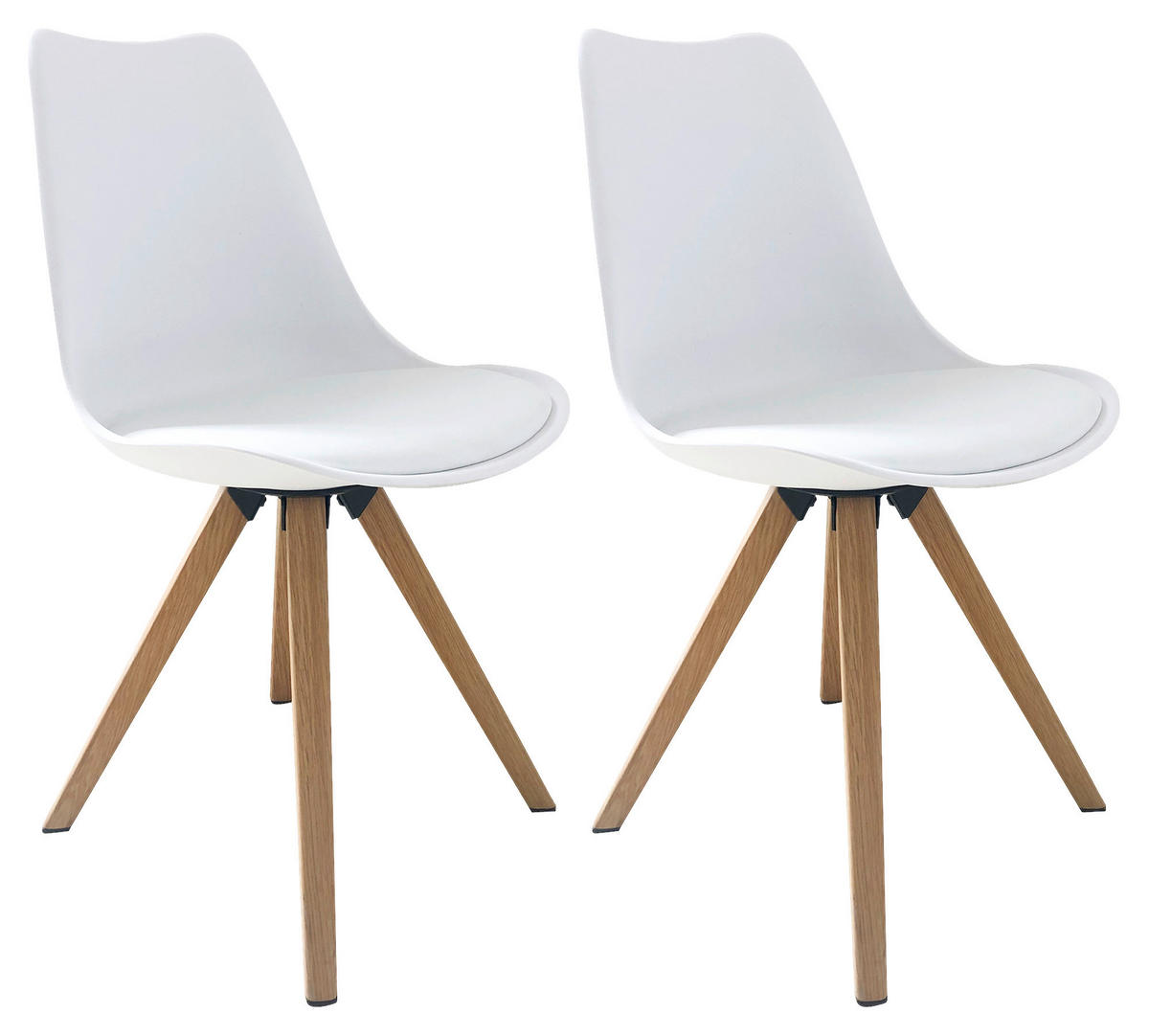 Stuhl KIRA  2er-Set weiß weiß Eiche Kunststoff Kunstleder Metall B/H/T: ca. 48x86x55,5 cm KIRA  2er-Set - Eiche/weiß (48,00/86,00/55,50cm) - byLIVING