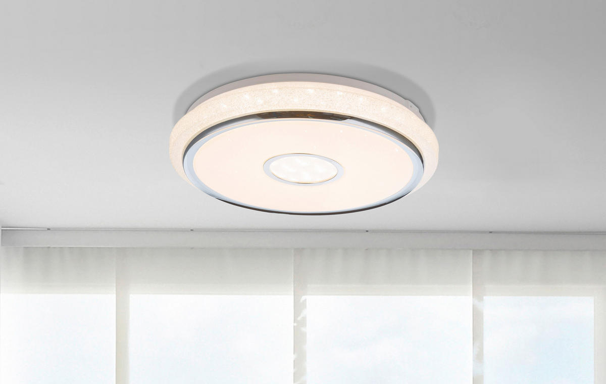 GLOBO Deckenleuchte DANI 48389-40 weiß Chrom Kunststoff H/D: ca. 9x50 cm LED-Deckenleuchte_CCT_Dani - weiß/Chrom (50,00/9,00cm) - GLOBO