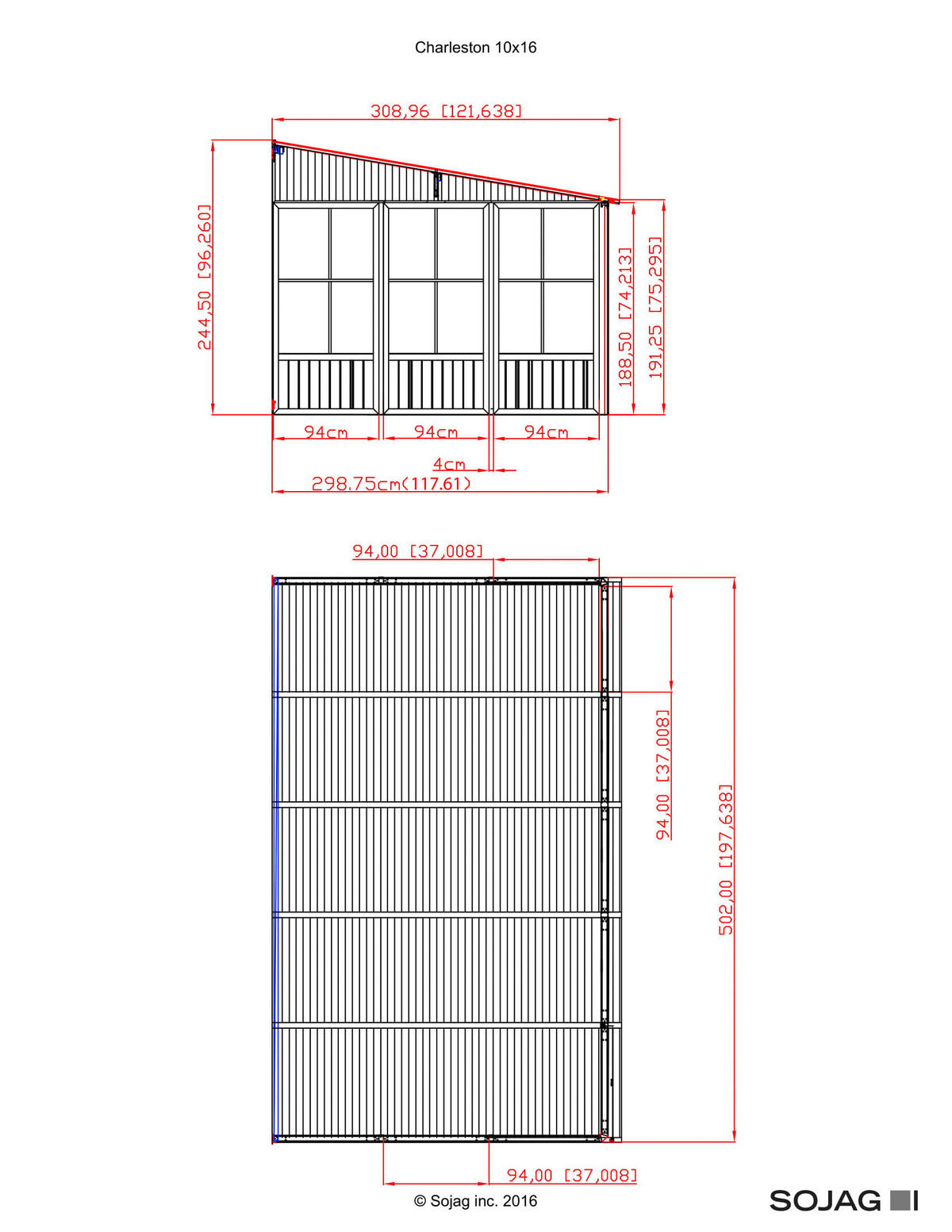 Sojag Terrassenüberdachung Mural anthrazit Aluminium B/H/L: ca. 502x244,5x308,96 cm Mural - anthrazit (308,96/502,00/244,50cm) - Sojag