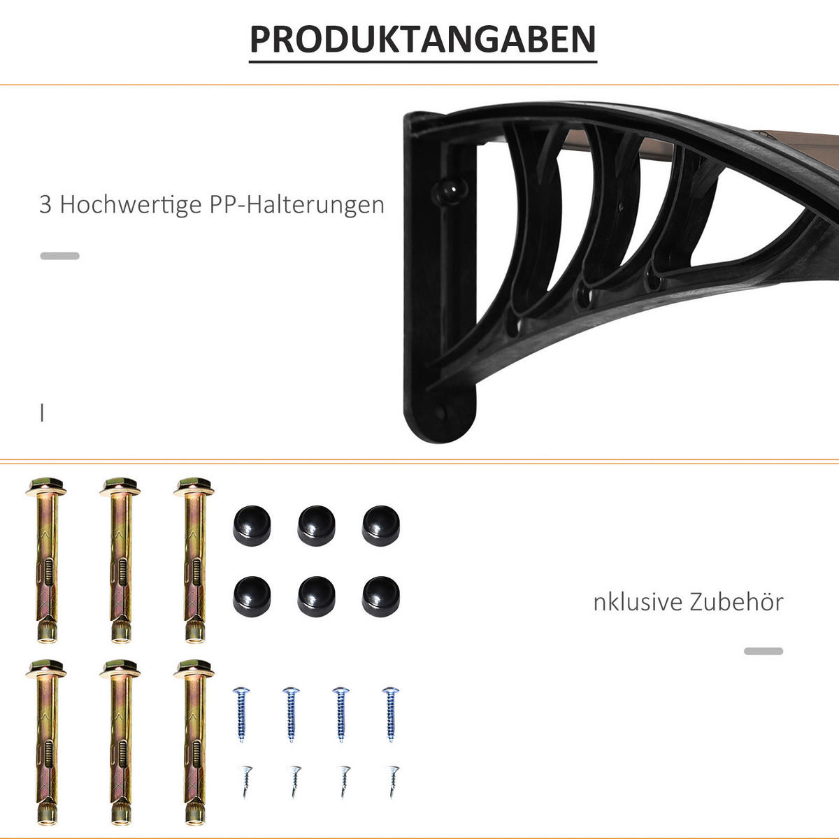 Outsunny Vordach braun B/H/L: ca. 195x75x23 cm Vordach - braun (23,00/195,00/75,00cm) - Outsunny