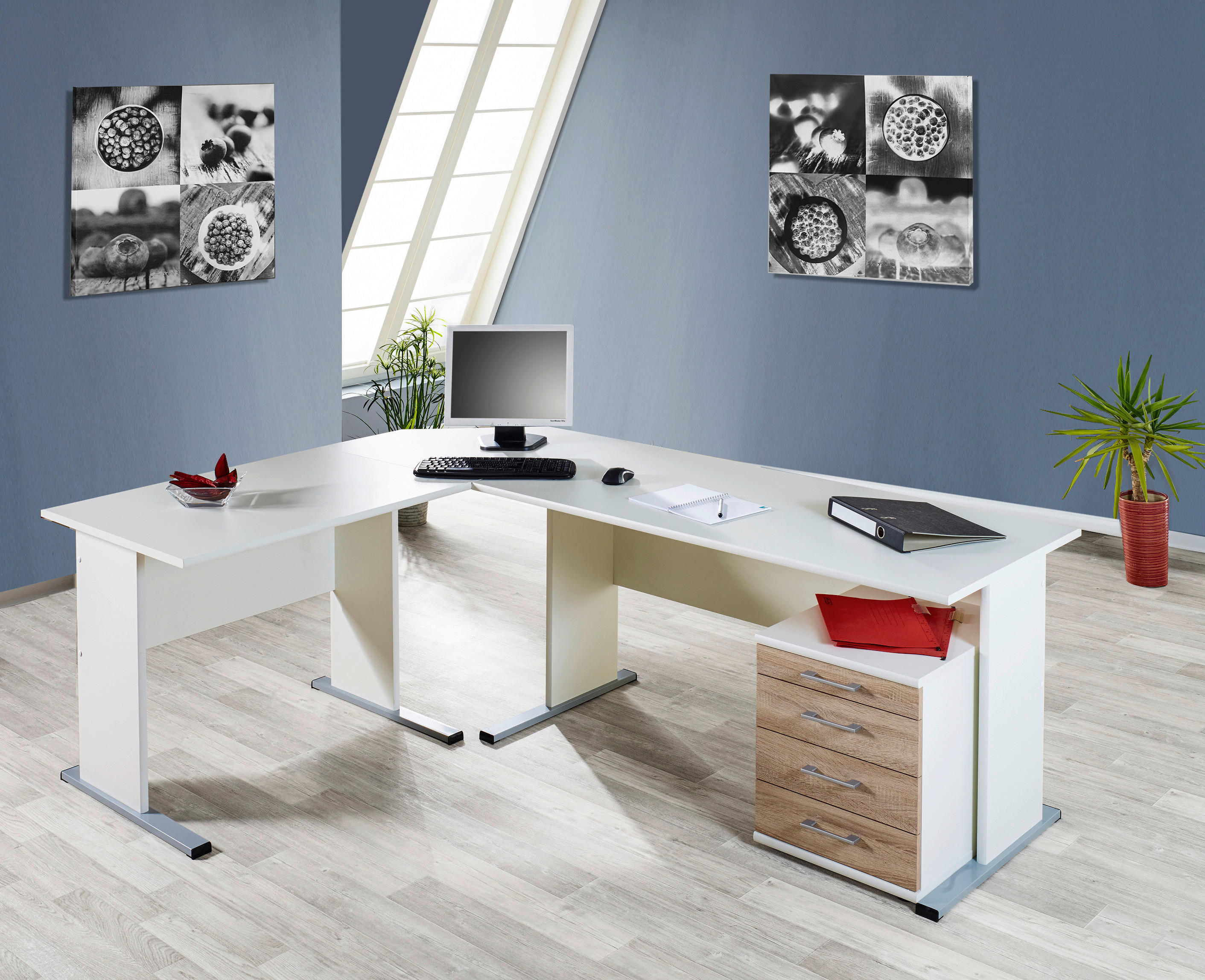 Schreibtisch Serie 200 perlweiß B/H/T: ca. 90x74,2x65 cm Serie 200 - perlweiß (90,00/74,20/65,00cm) - Möbelpartner