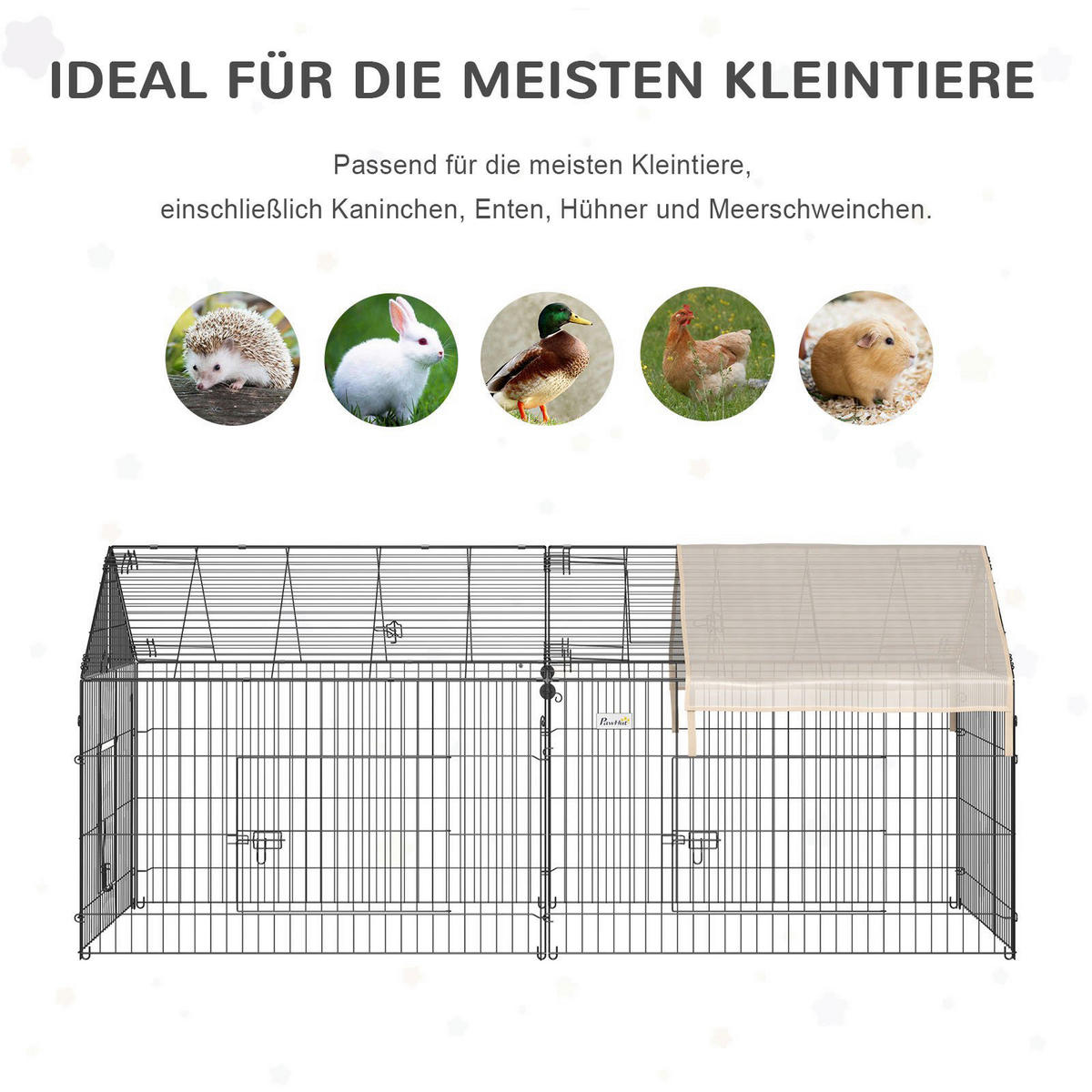 PawHut Gehege schwarz Edelstahl B/H/L: ca. 103x220x103 cm Kleintiergehege - beige/schwarz (103,00/103,00/220,00cm) - PawHut