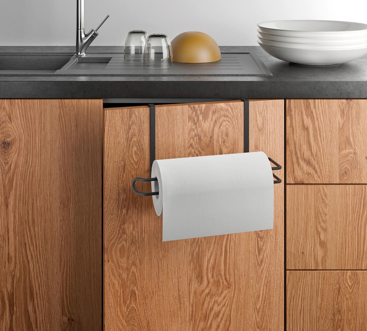 Metaltex Haushaltshelfer mattschwarz Metall B/H/L: ca. 18x10x35 cm Easy-Roll_Papierrollenhalter - mattschwarz (35,00/18,00/10,00cm) - Metaltex