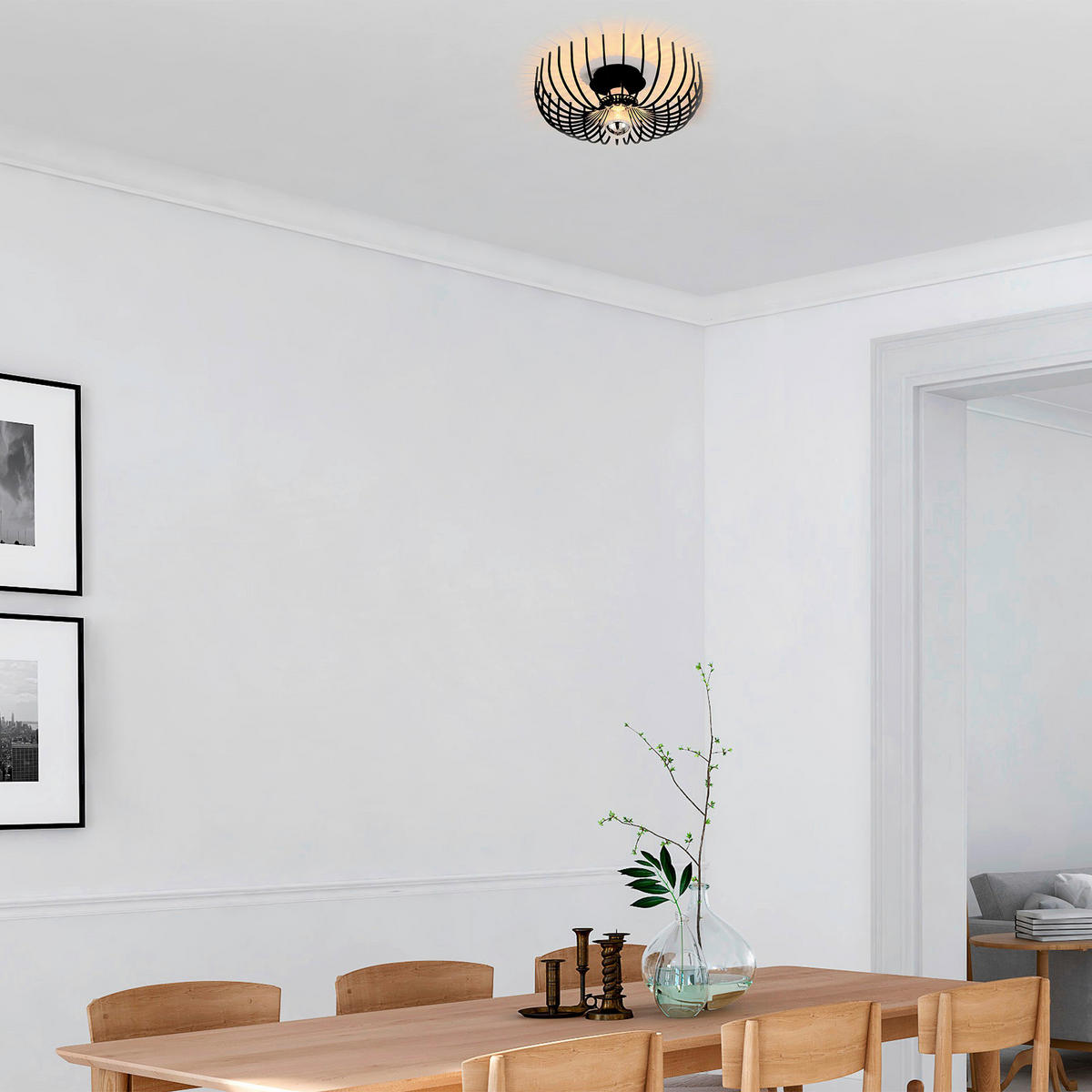 Opviq Deckenleuchte schwarz Metall B/H/T/L/D: ca. 36x12x36x36x36 cm E27 1 Brennstellen Aspendos - schwarz (36,00/36,00/12,00cm) - Opviq