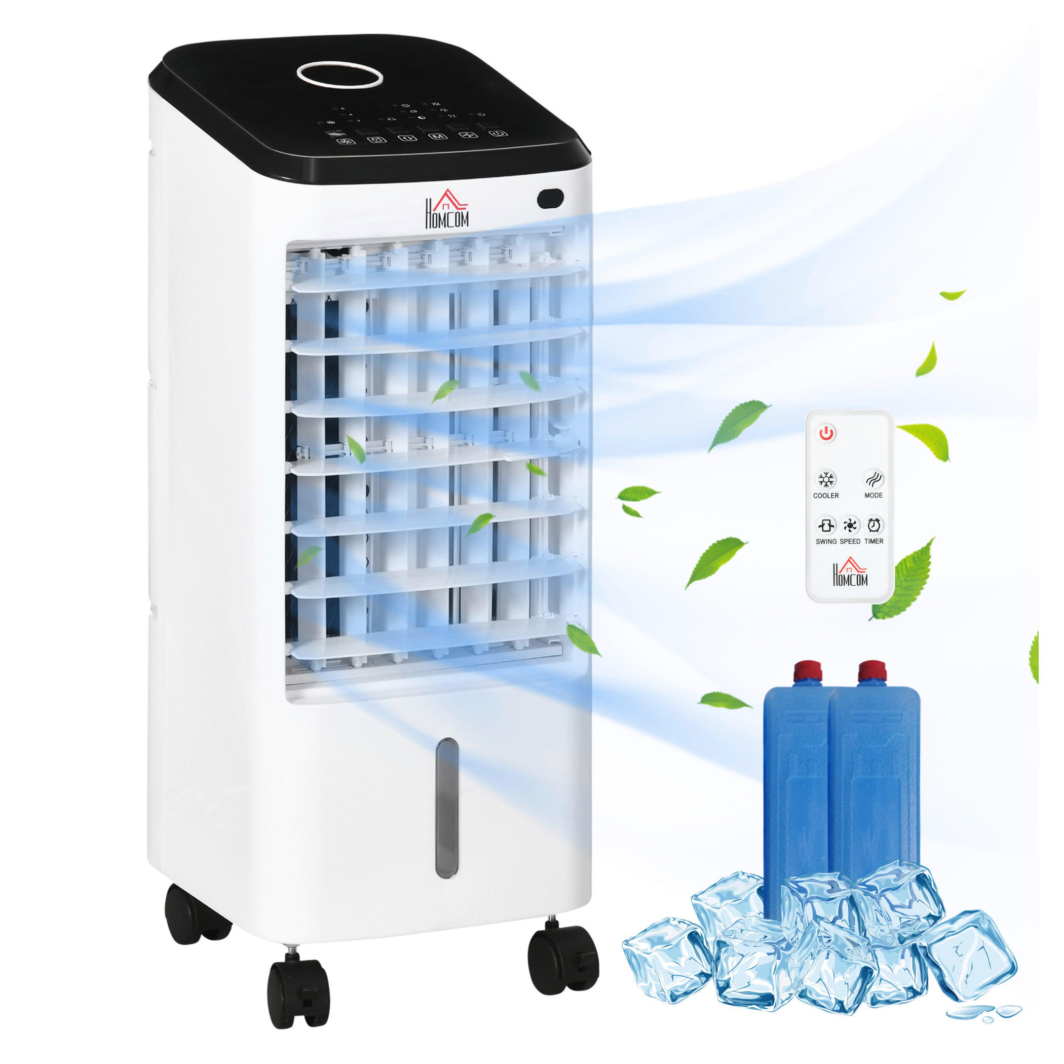 HOMCOM Luftkühler cremeweiß Polypropylen B/H/L: ca. 27x24,5x60 cm Luftkühler - cremeweiß (60,00/27,00/24,50cm) - HOMCOM