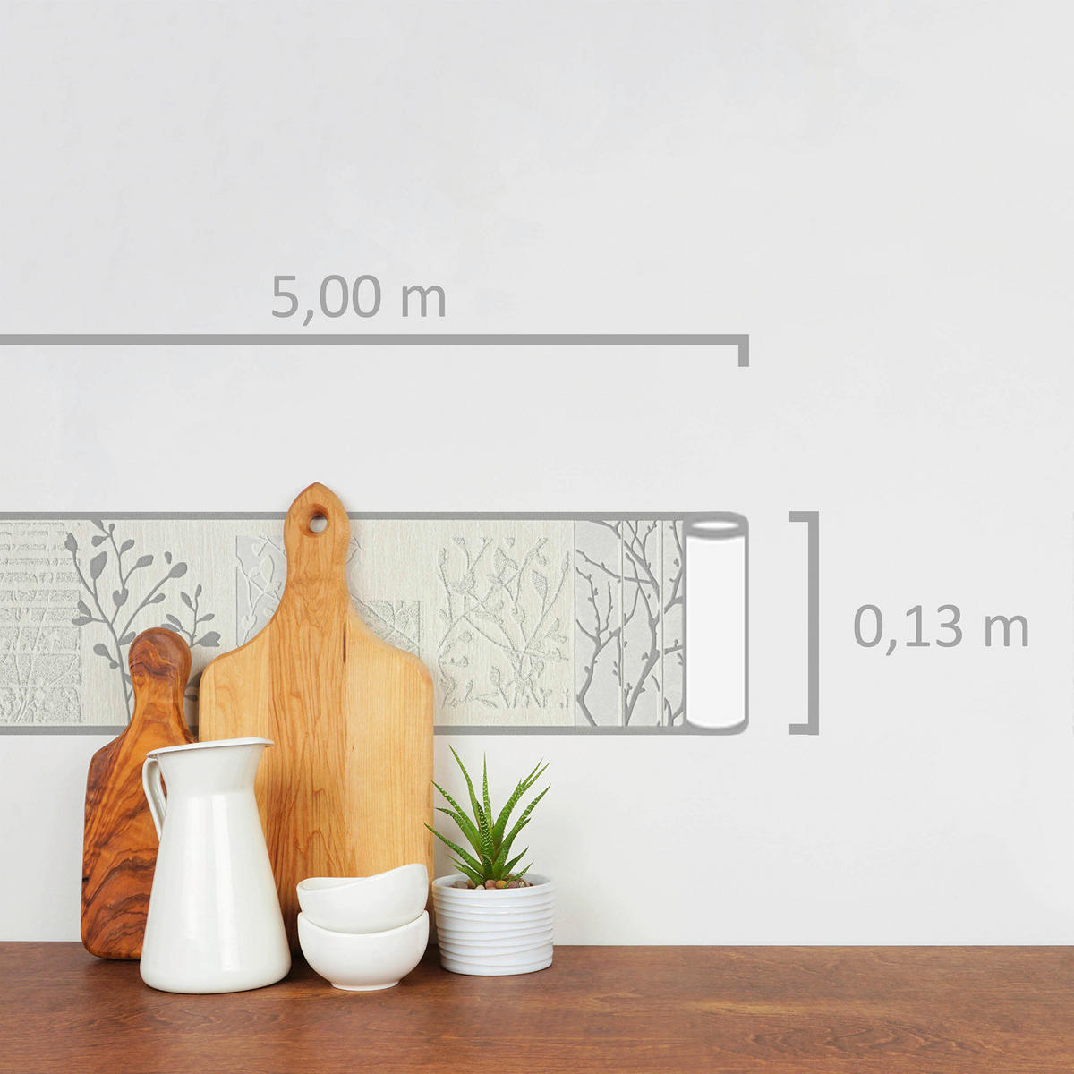 A.S.Creation Bordüre beige silber B/H/D: ca. 13x500x8 cm Bordüre_selbstklebend - beige/silber (8,00/500,00cm) - A.S.Creation