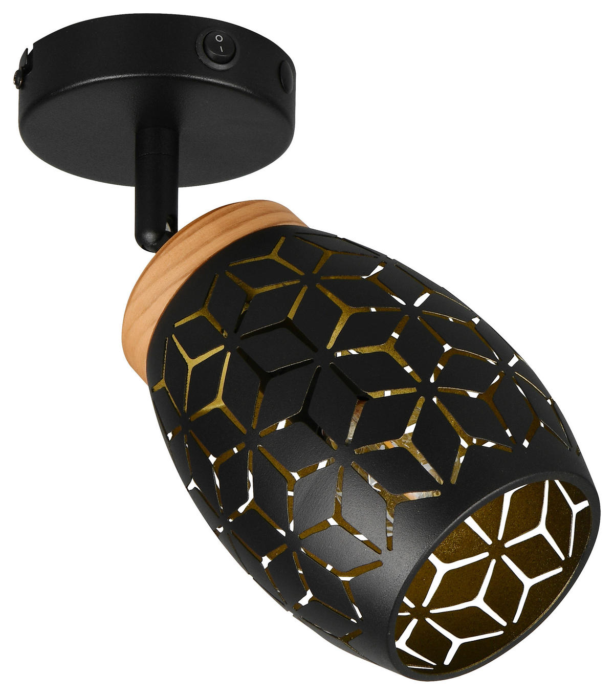 Reality Leuchten Spots schwarz gold Metall B/H: ca. 12x27 cm E14 1 Brennstellen Spot_Bidar_1 - gold/schwarz (12,00/27,00cm) - Reality Leuchten