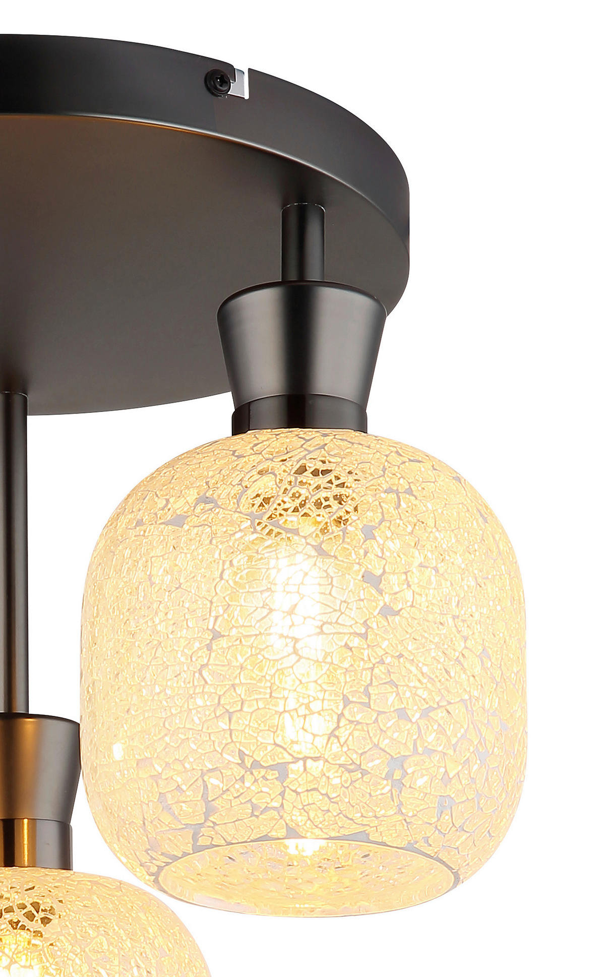 GLOBO Deckenleuchte Chrom schwarz Metall Glas B/H/L: ca. 21x32x29 cm 3 Brennstellen Deckenleuchte-Brokana - schwarz/Chrom (29,00/21,00/32,00cm) - GLOBO