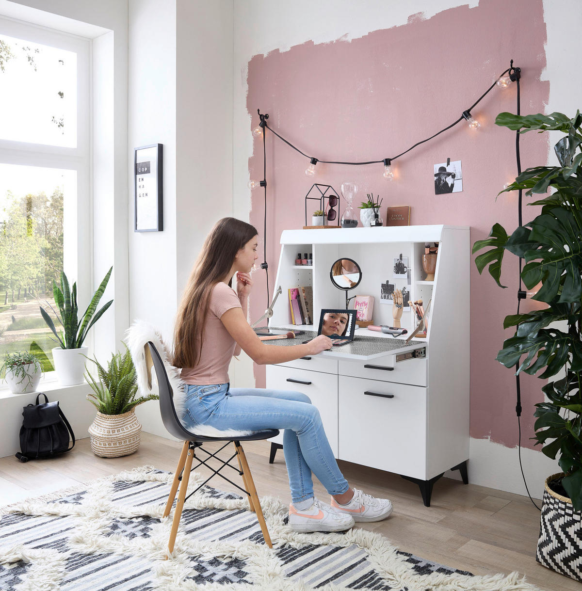 Sekretär Secret weiß matt B/H/T: ca. 98x124x42 cm Secret - weiß (98,00/124,00/42,00cm)