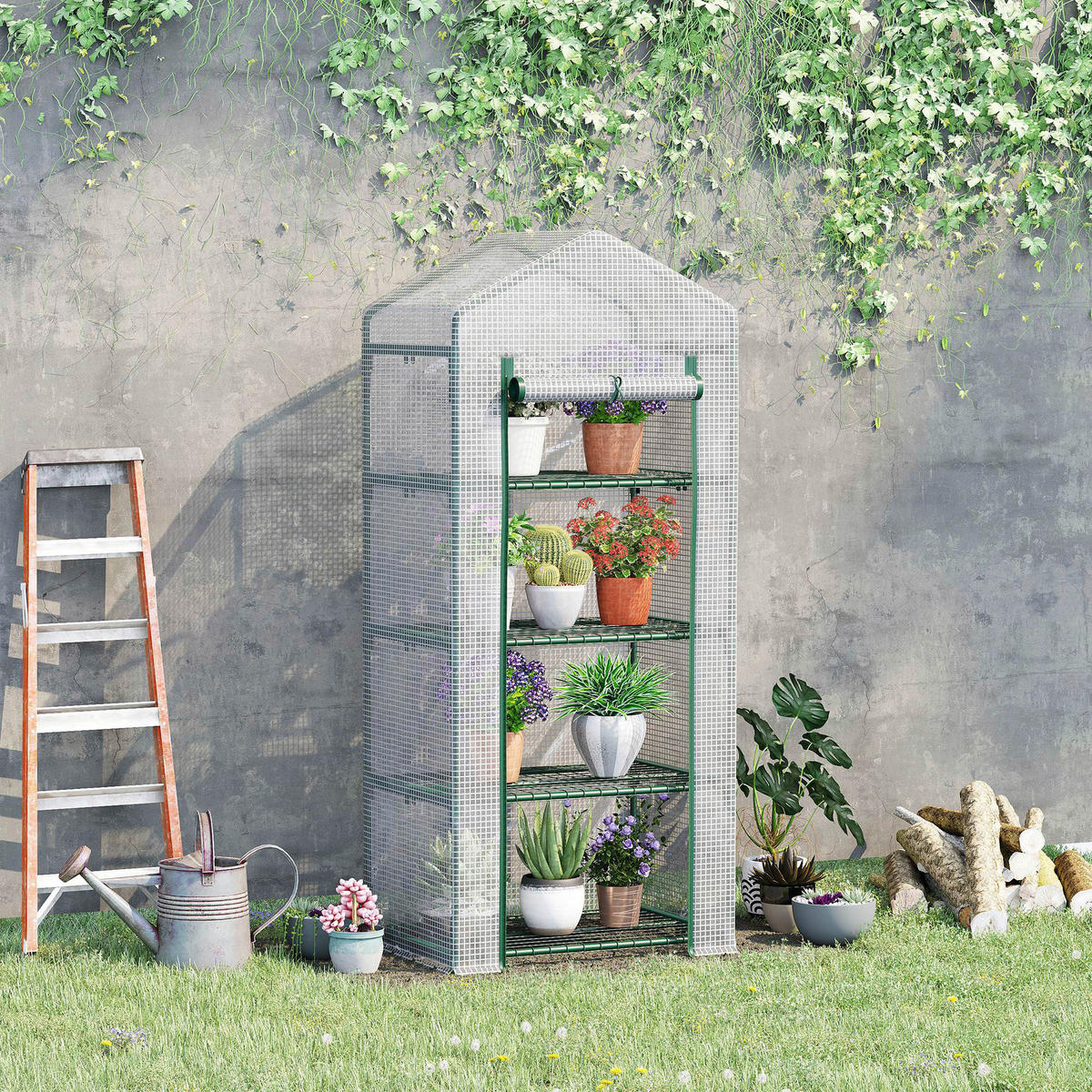 Outsunny Mini-Gewächshaus B/H/L: ca. 50x160x70 cm Mini-Gewächshaus - weiß (70,00/50,00/160,00cm) - Outsunny