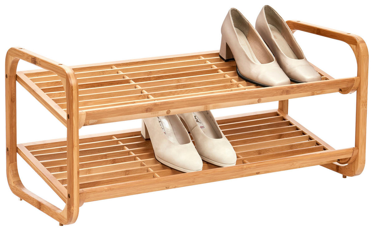 Zeller Schuhregal natur Bambus B/H/T: ca. 74x33x33 cm Schuhregal_mit_2_Ablagen - natur (74,00/33,00/33,00cm) - Zeller