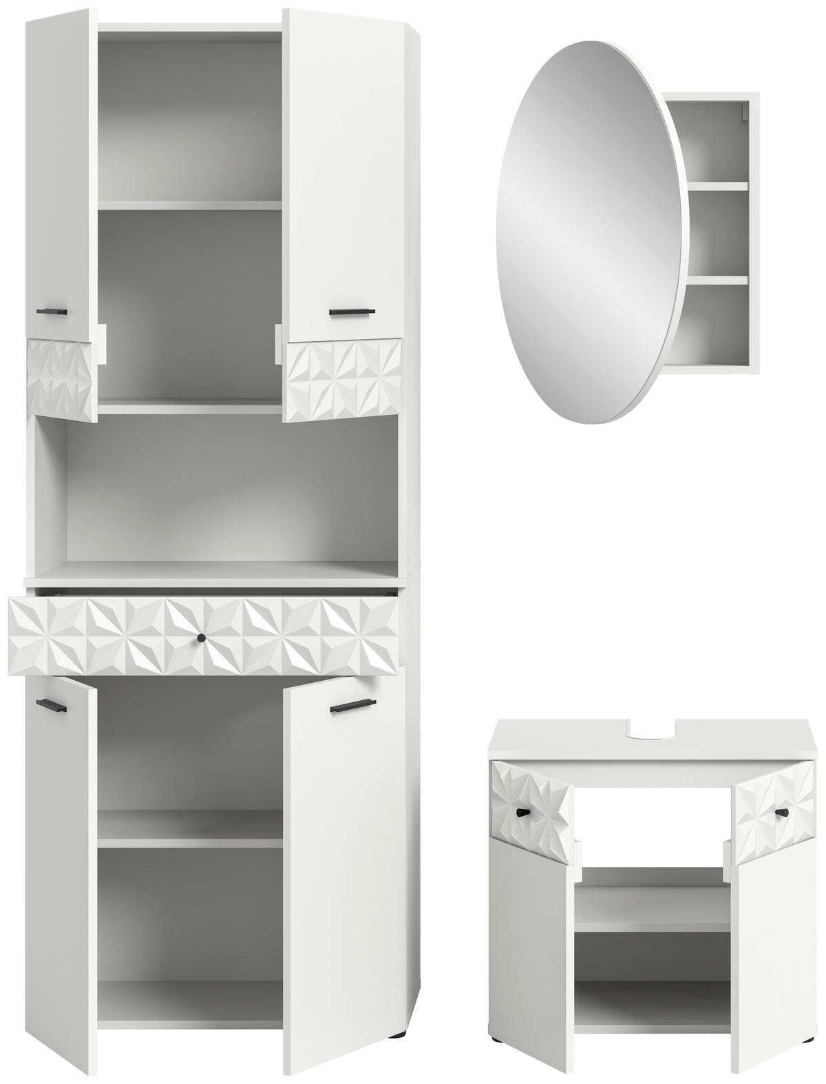 Badezimmer-Set Prisma weiß B/H/T: ca. 176x187x37 cm Prisma - weiß (176,00/187,00/37,00cm) - xonox.home