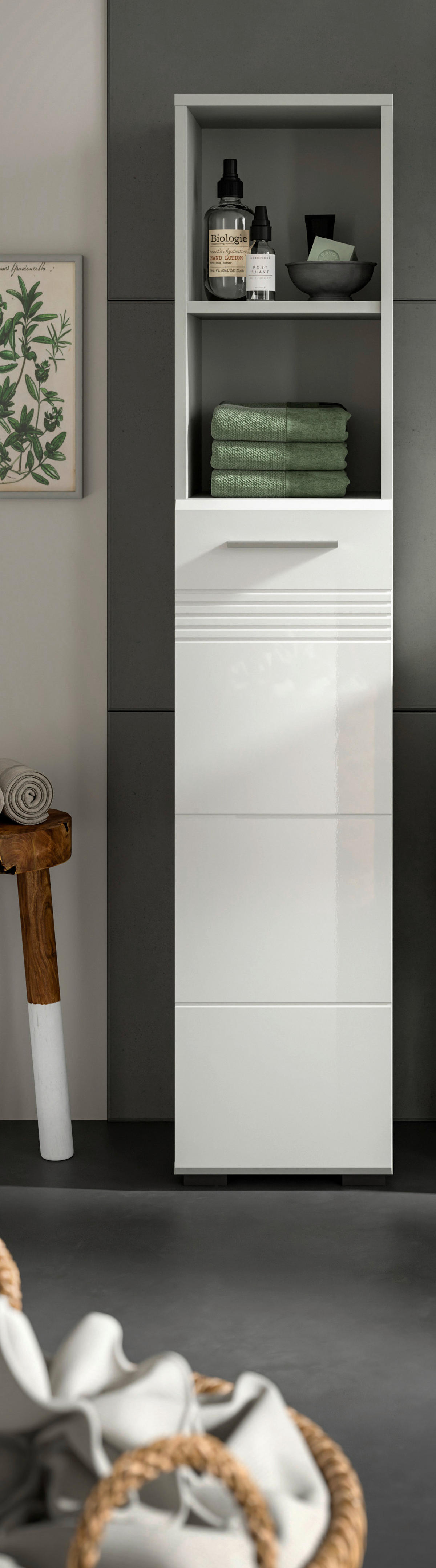 Hochschrank Copa hellgrau weiß Hochglanz B/H/T: ca. 30x150x30 cm Copa - hellgrau/weiß (30,00/150,00/30,00cm) - xonox.home