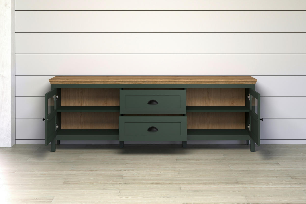 Lowboard Stanton tannengrün Eiche Evoke Coast Nachbildung B/H/T: ca. 184x64x45 cm Stanton - Eiche/tannengrün (184,00/64,00/45,00cm)