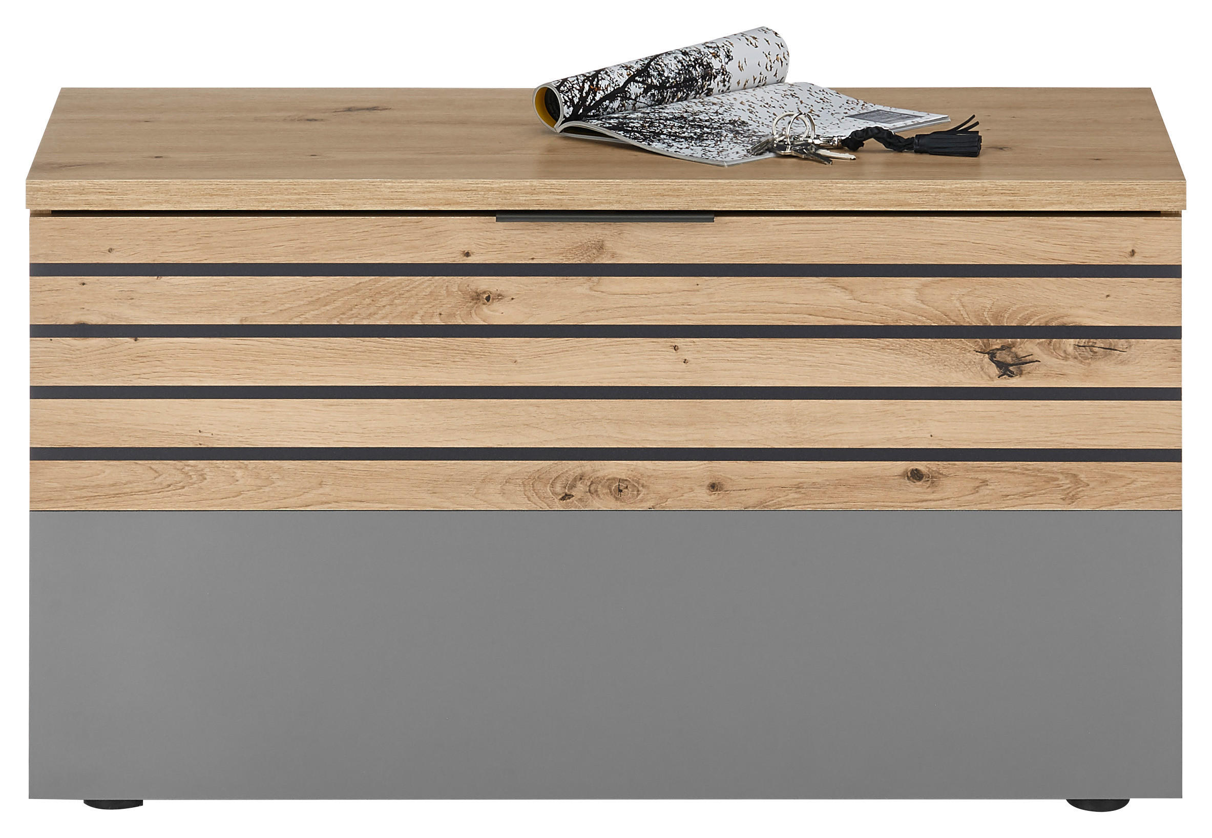 Sitzbank Milan Eiche Artisan Nachbildung grau B/H/T: ca. 85x48x38 cm Milan - Eiche/grau (85,00/48,00/38,00cm)