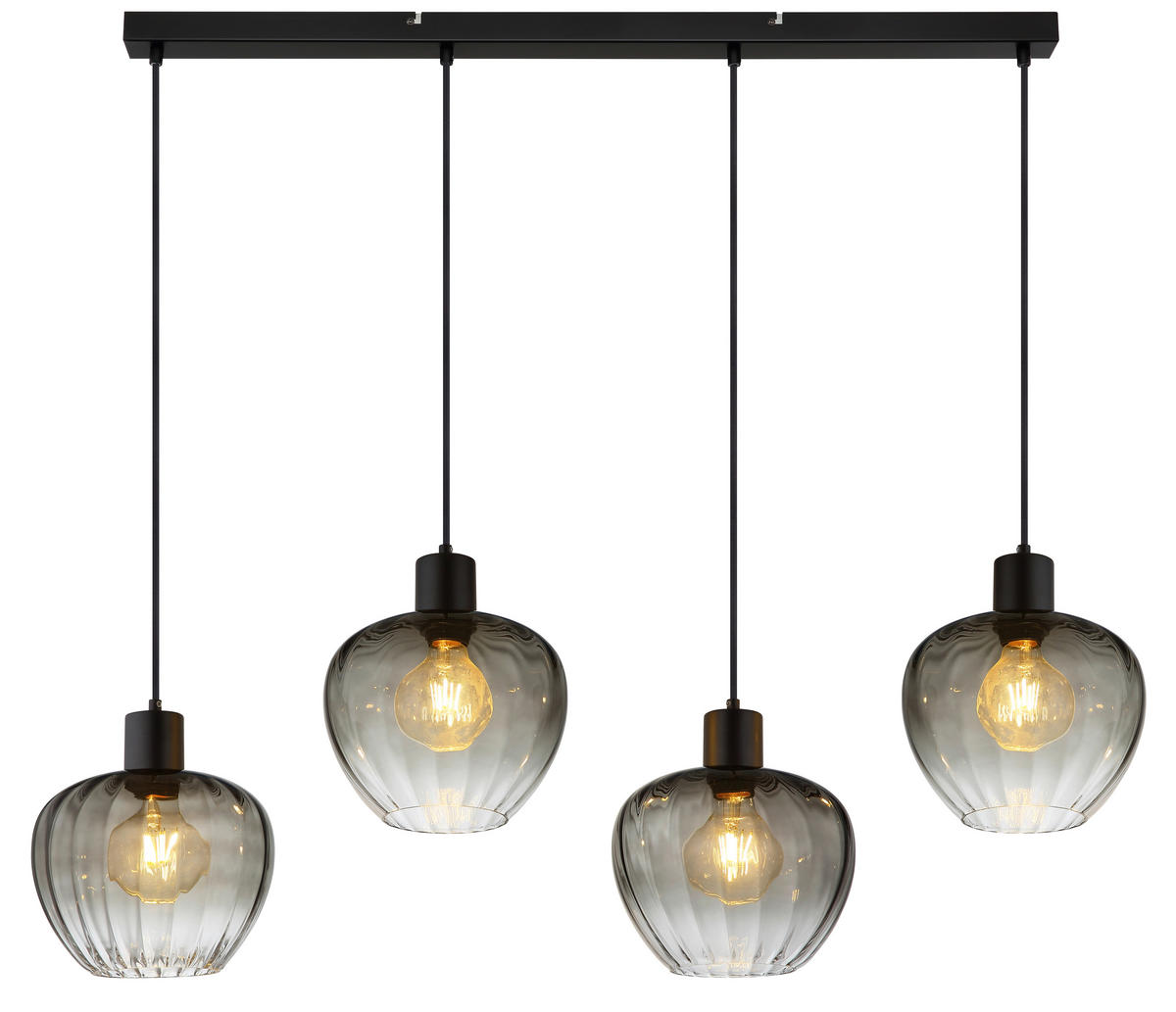 GLOBO Pendelleuchte TOY 30140408 schwarz Rauch Glas Metall B/H/L: ca. 108x120x24 cm E27 4 Brennstellen TOY - schwarz/Rauch (24,00/108,00/120,00cm) - GLOBO