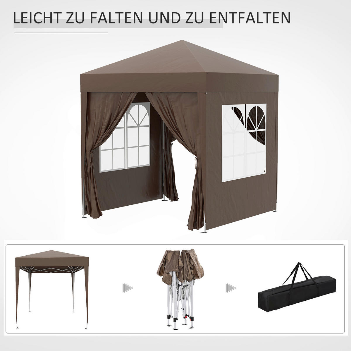 Outsunny Faltpavillon braun Stoff B/H/L: ca. 200x240x200 cm Faltpavillon - braun (200,00/200,00/240,00cm) - Outsunny