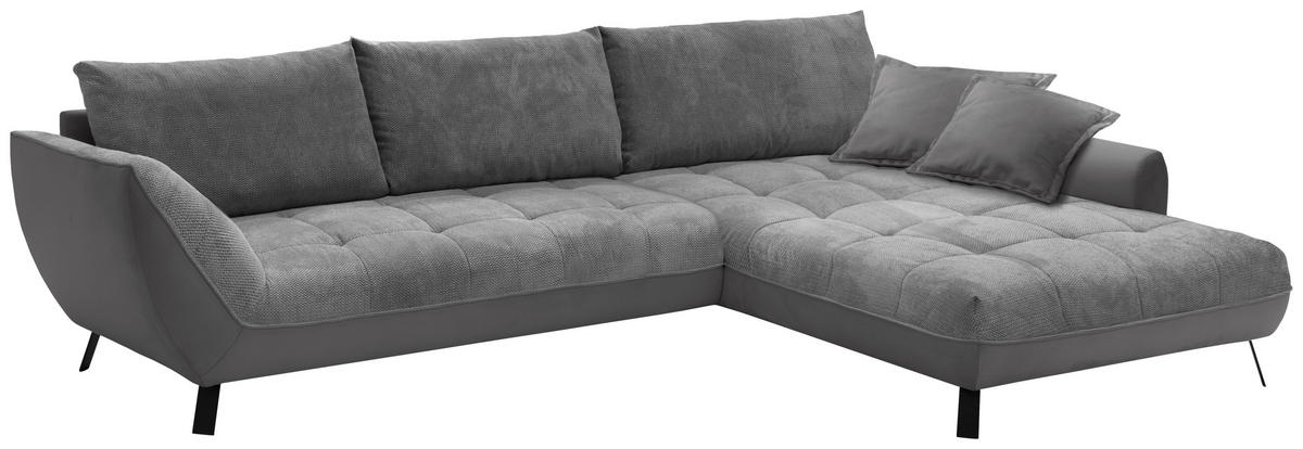 Polsterecke San Vito grau Microfaser B/H/T: ca. 324x92x205 cm San Vito - schwarz/grau (324,00/92,00/205,00cm)