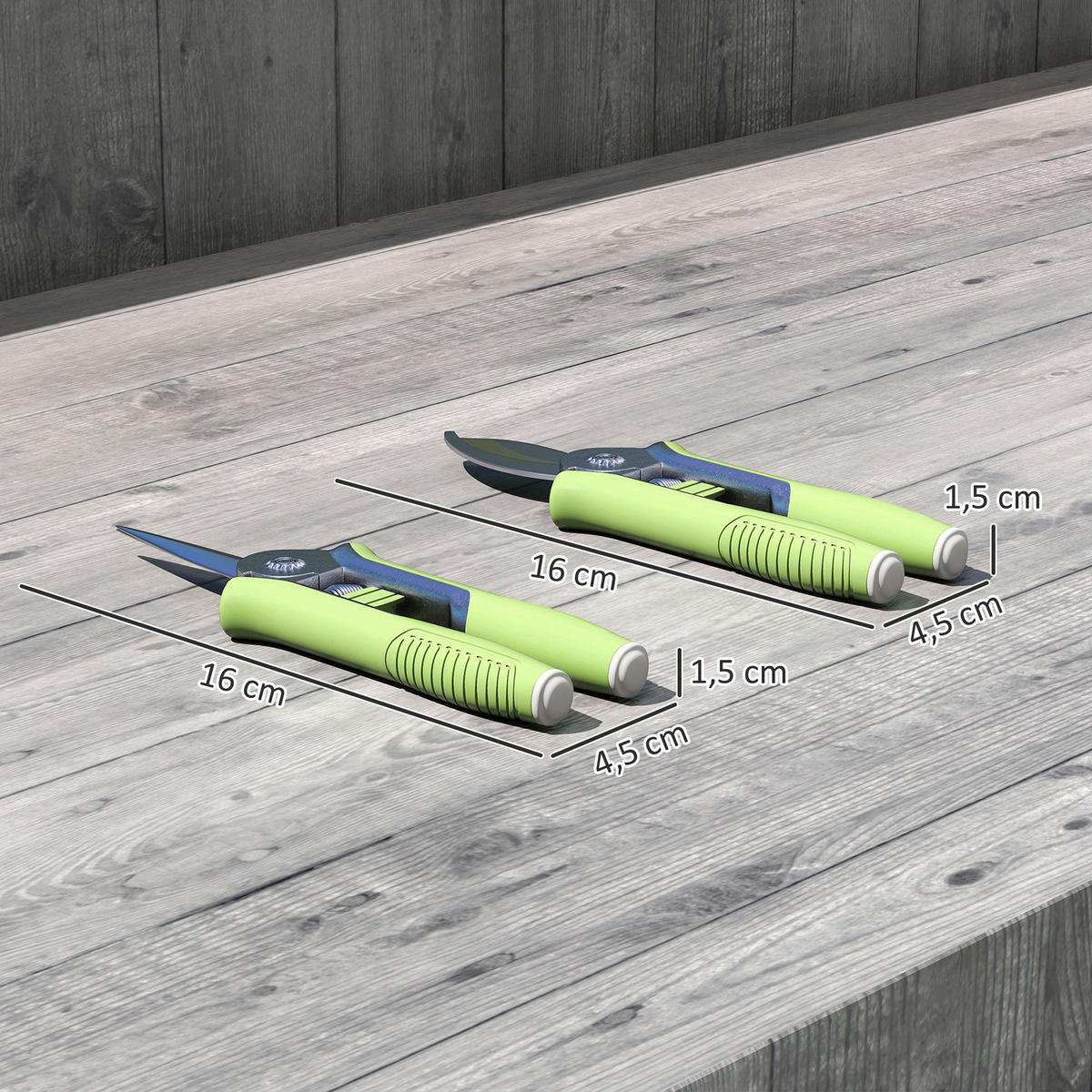 Outsunny Gartenwerkzeug Set grün Aluminium B/H/L: ca. 4,5x1,5x16,5 cm Gartenwerkzeug_Set - grün (16,50/4,50/1,50cm) - Outsunny